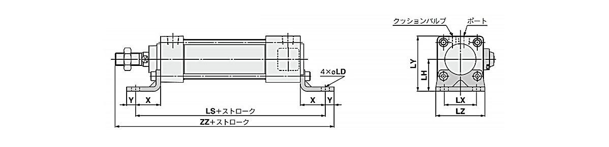 Clevis type (C) / With head-end lock (-H□) dimensional drawing