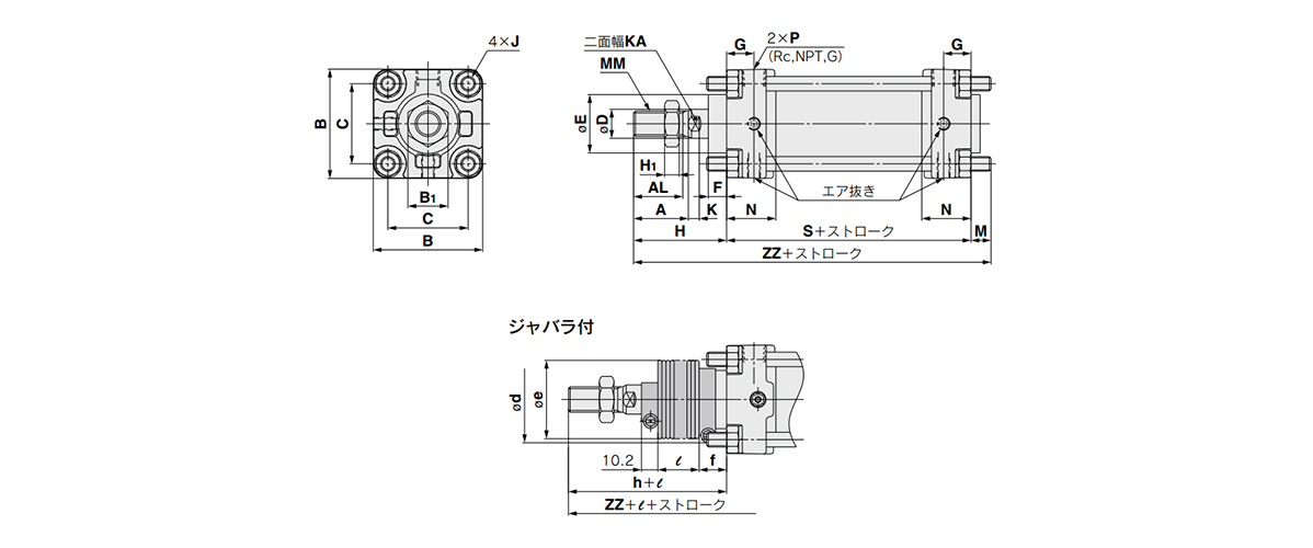 Basic: CA2BH dimensional outline drawing