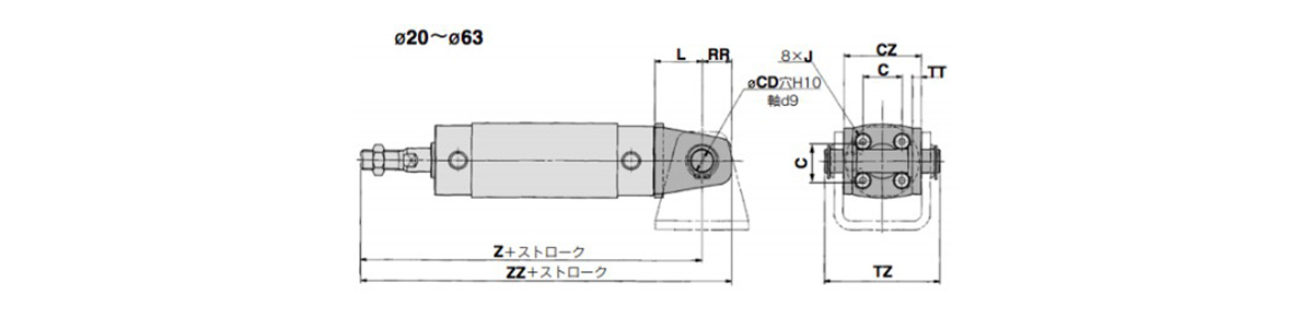 Clevis: CG1YD dimensional drawing