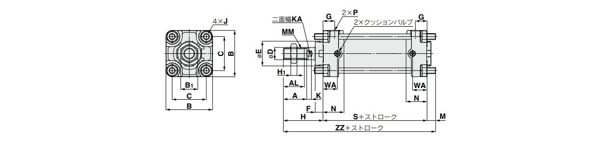 Basic type: CA2YB dimensional drawing