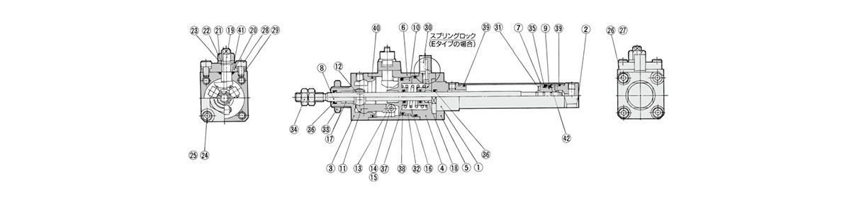 Spring lock (exhaust locking) / Spring/pneumatic combination lock diagram