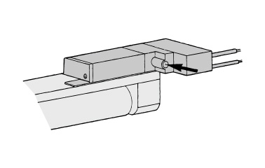 Can be operated manually by pushing the manual button indicated by the arrow