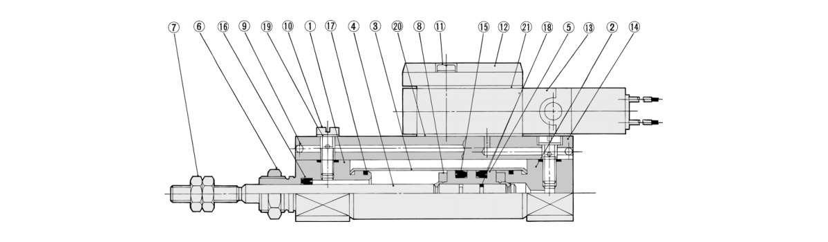 Valve Mounted Cylinder, Double Acting, Single Rod CVJ5 Series diagram