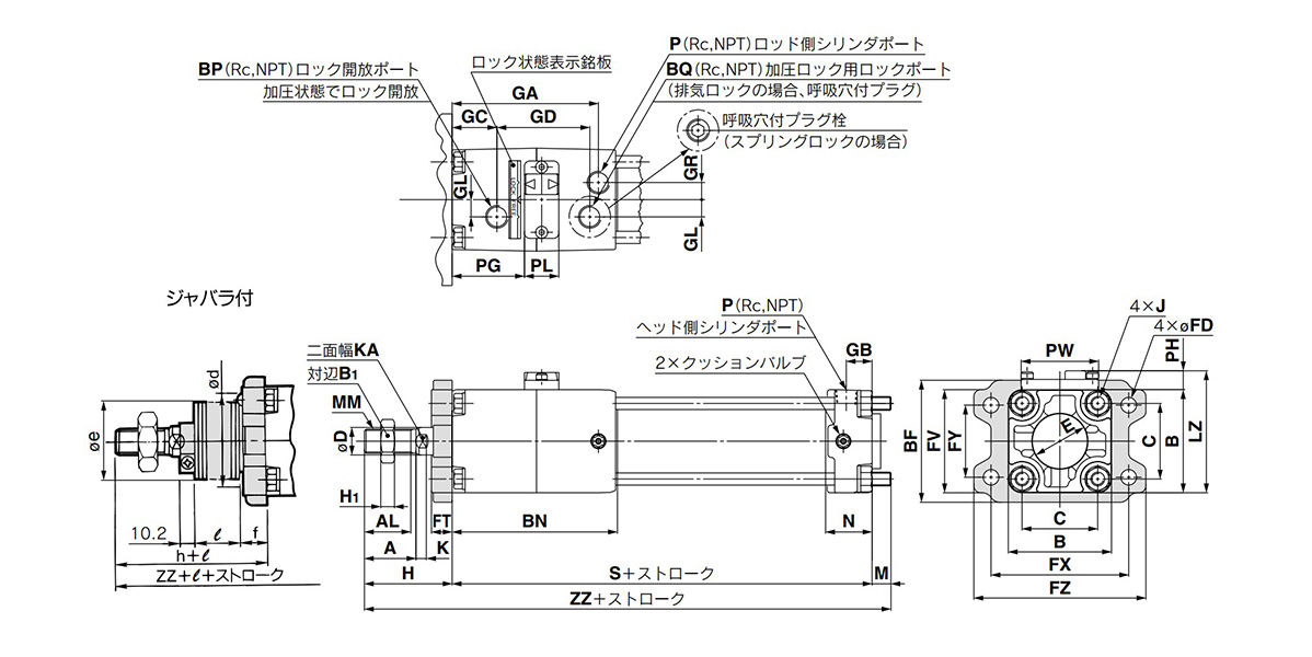 Dimensional drawings: rod flange / CLA2F