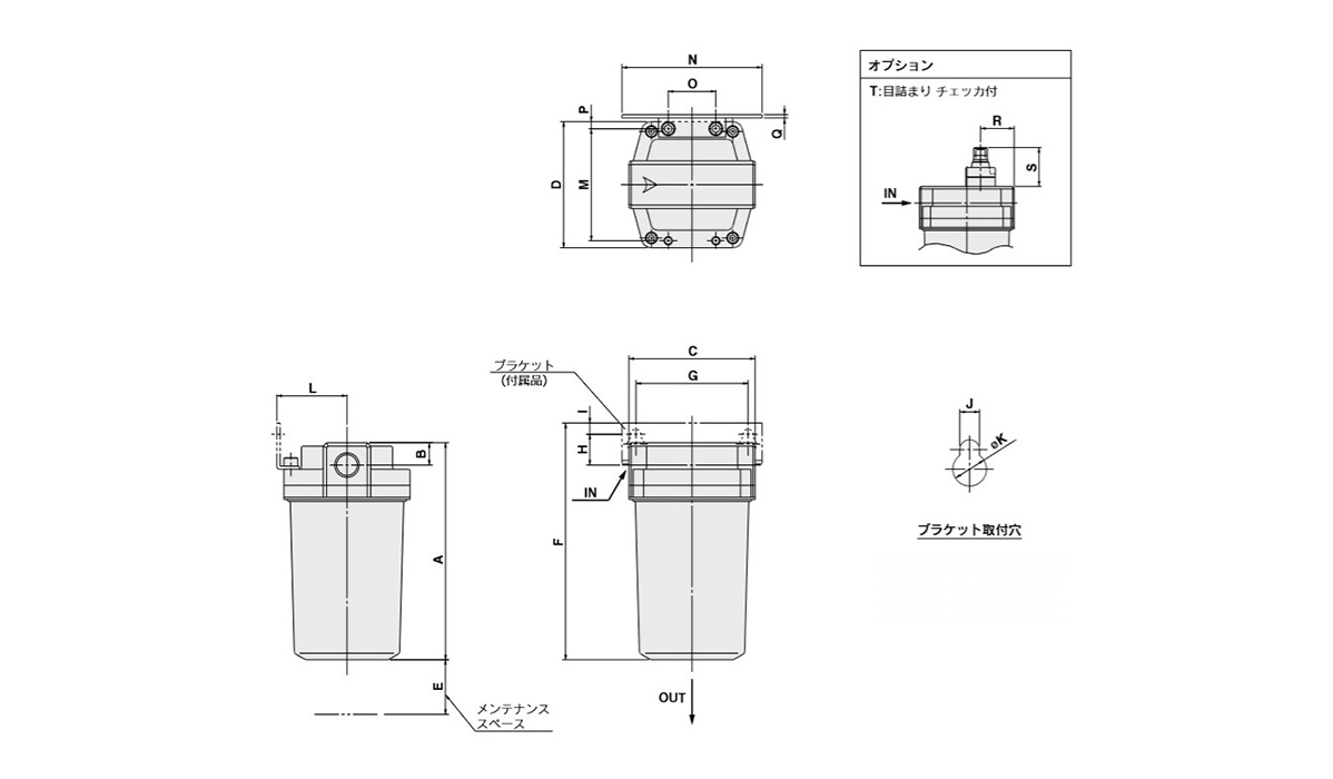 Exhaust Cleaner For Cleanroom AMP Series dimensional drawing