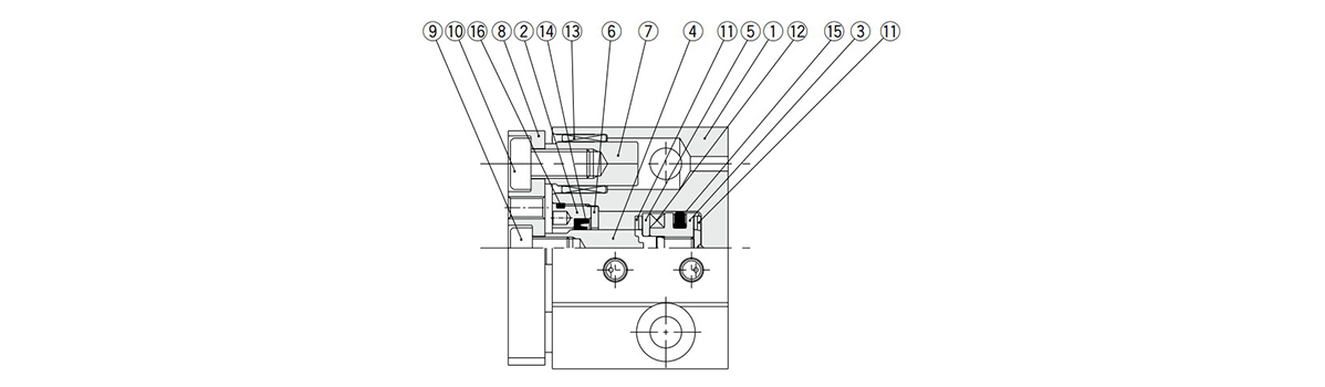 Miniature Guide Rod Cylinder MGJ Series Structural Drawing