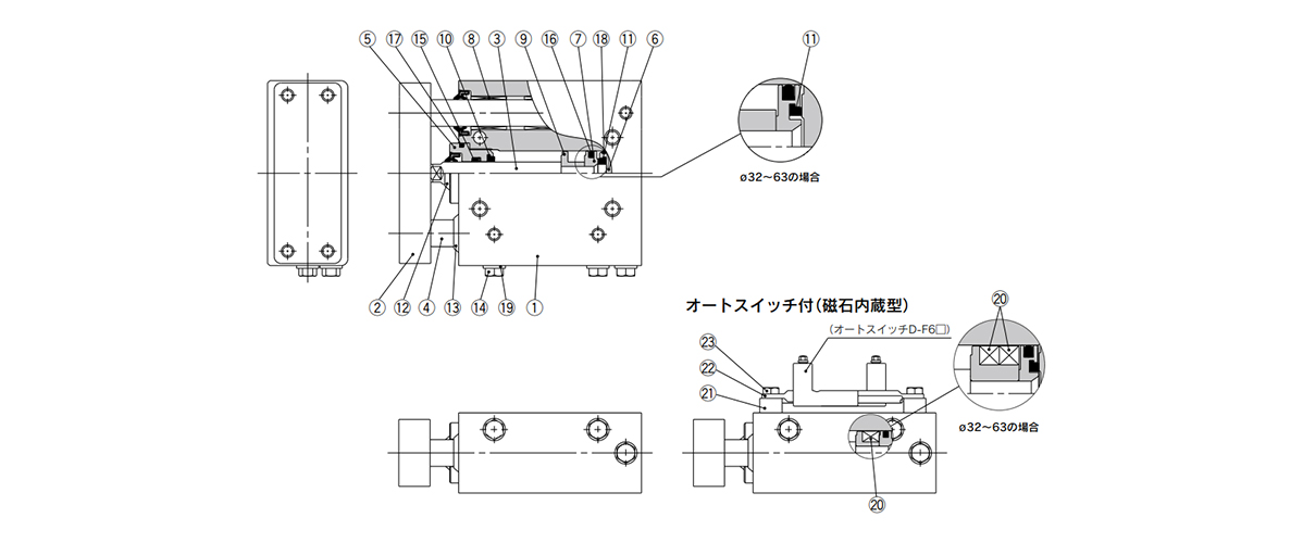 Diagram: HYG Series Hygienic Design Cylinder