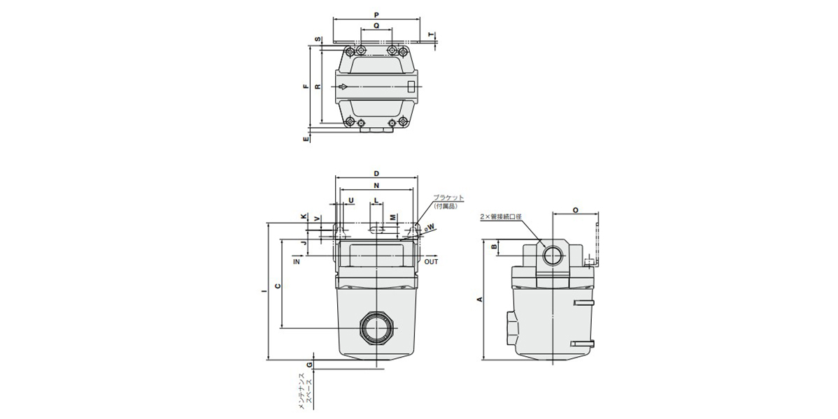 AME150C to AME350C: dimensional drawing