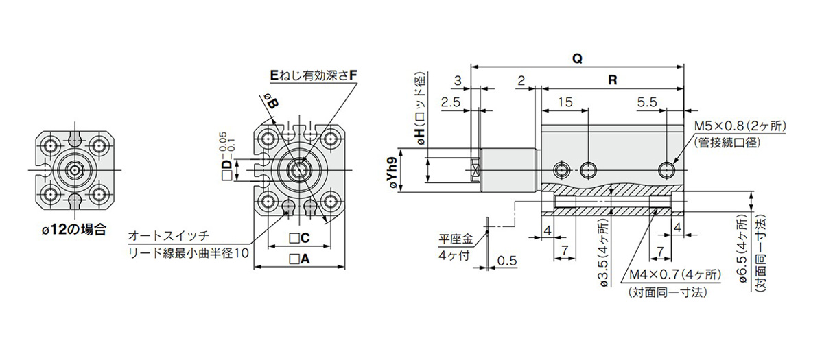 Through hole / Both ends tapped common (basic type): dimensional drawing