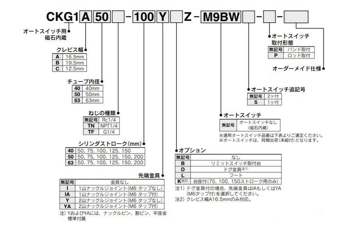 Standard auto switch part number example