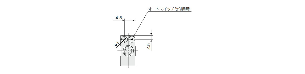 Auto switch mounting groove dimensional drawing