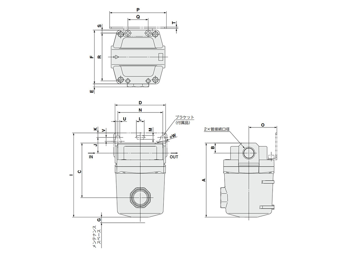 AMF150C to AMF350C: dimensional drawing