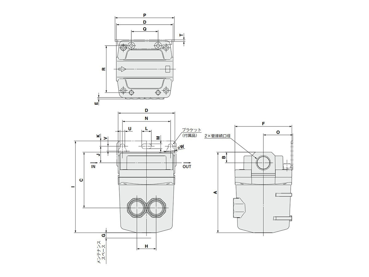 AMF450C, AMF550C: dimensional drawings