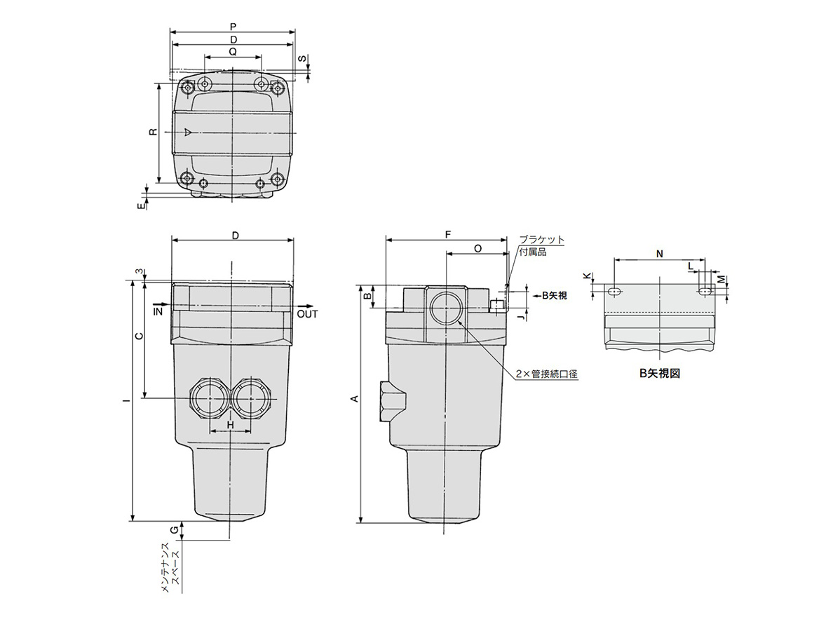 AMF650, AMF850: dimensional drawings