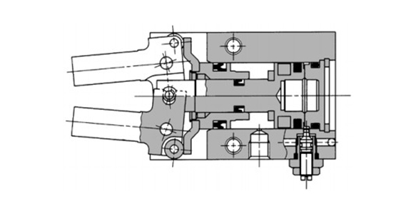 Double acting / with fingers closed structure drawing