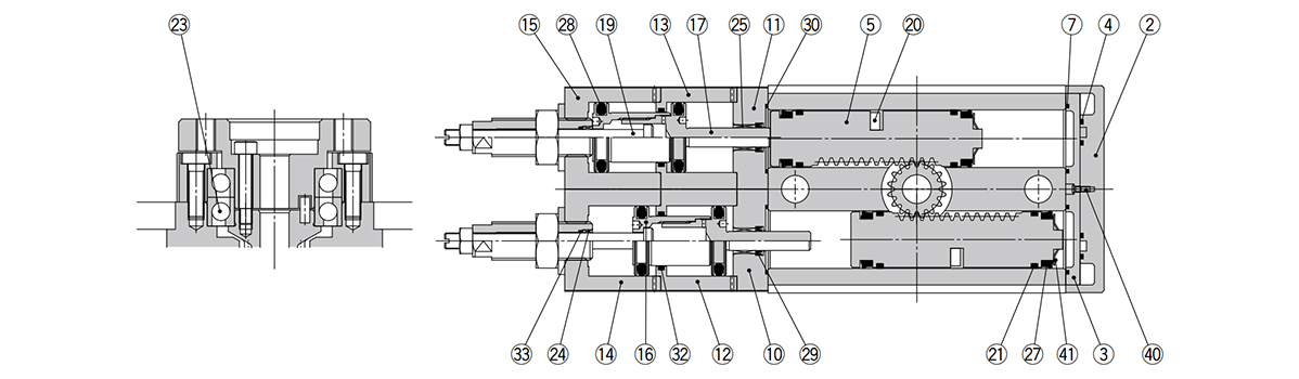 Structural drawing 1 of MSZ Series (Left figure: MSZA, A high-precision type)