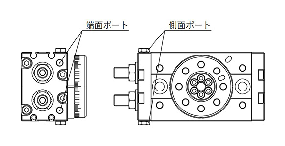 End face port (left) / side face port (Right)