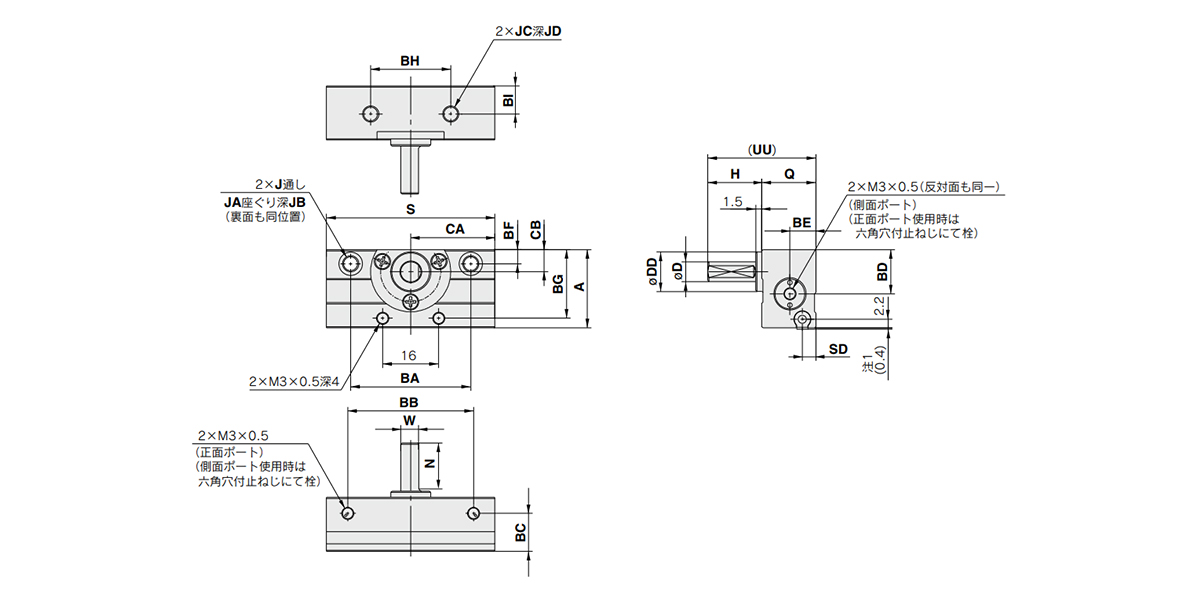 Dimensional drawing of basic type / CRJB