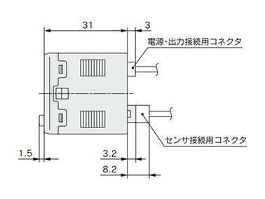 PFMV3 Series dimensional drawing (side)