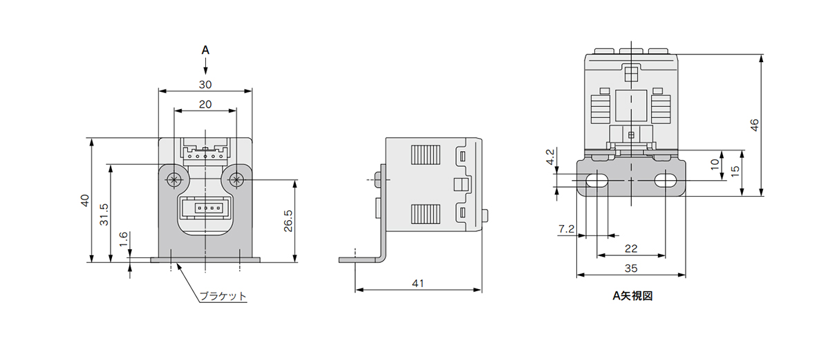 Dimensional drawing with bracket