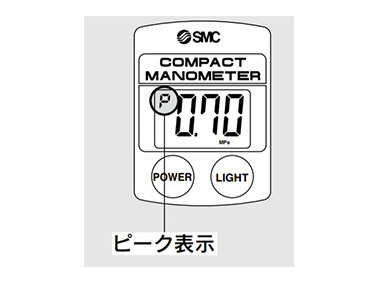 Display can be switched between peak and bottom values with a single action (illustration shows peak display)