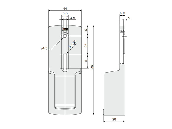 Option: case holder (PPA-B) dimensional drawing