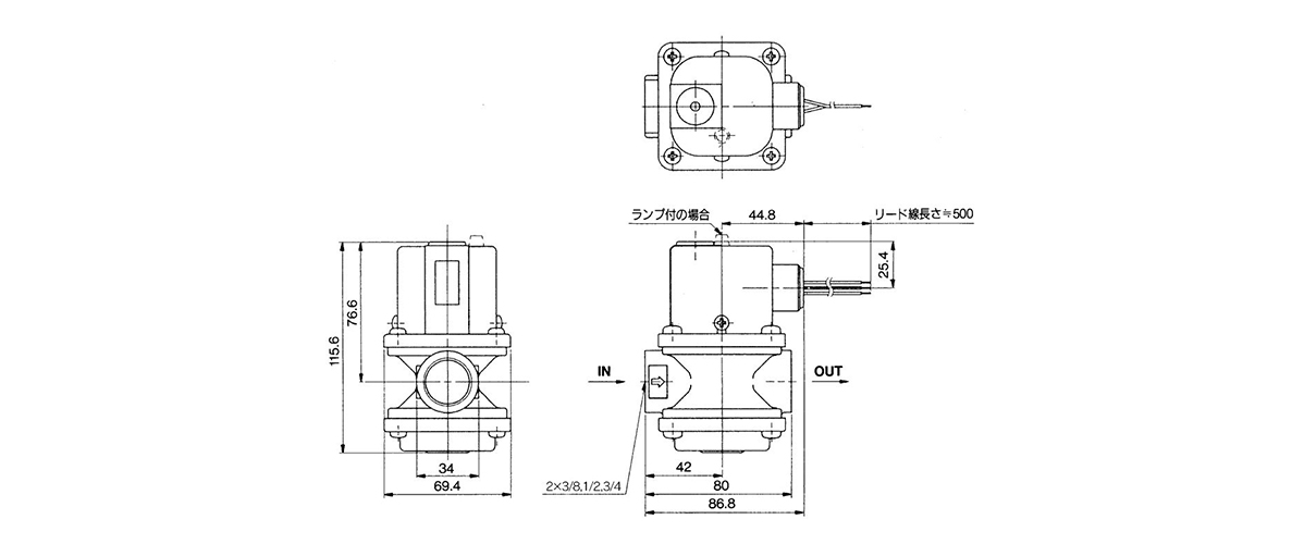 Dimensional drawing of IFW5□0-□□-00 to 04 (without terminal box)