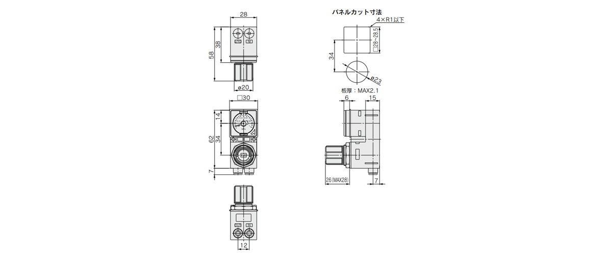 ARM10F1-06GPC/ARM10F1-08GPC dimensional drawings