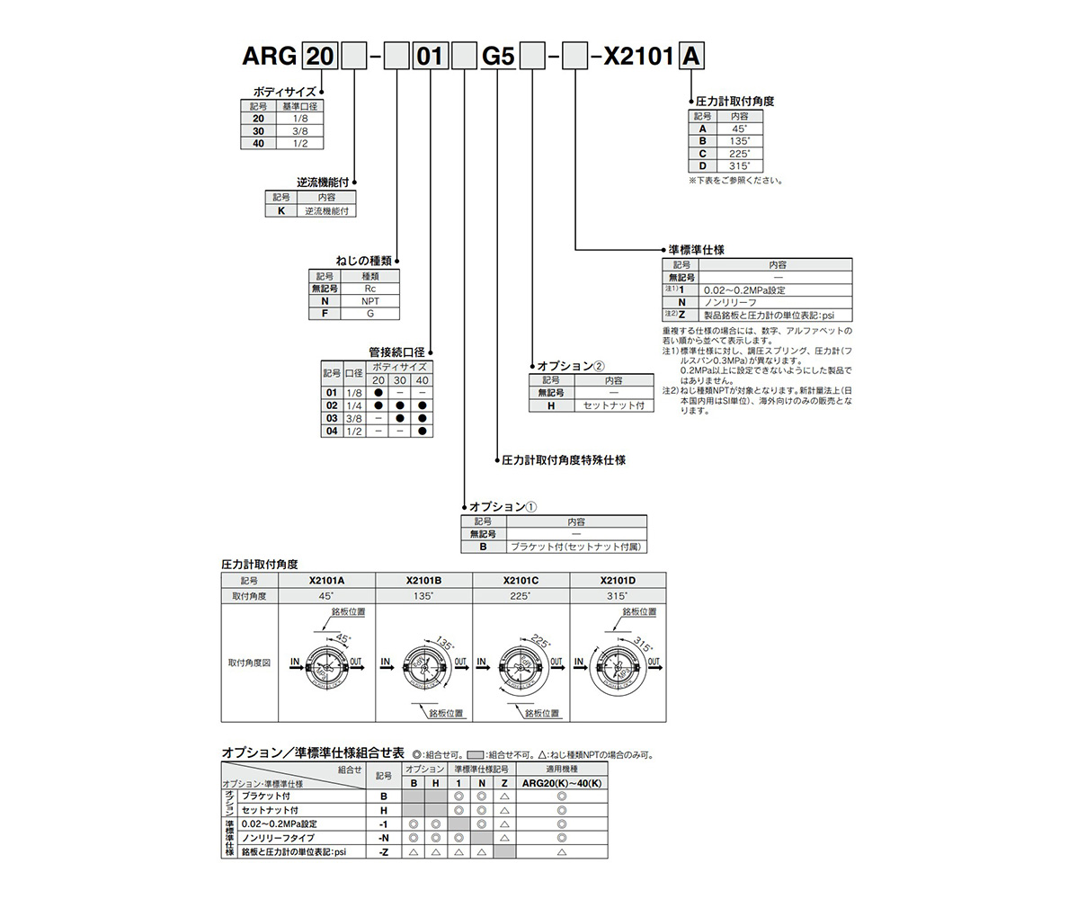 Model number example: made-to-order specifications X2101