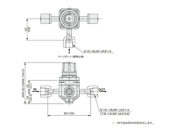 Metal gasket seal fitting type: dimensional drawing