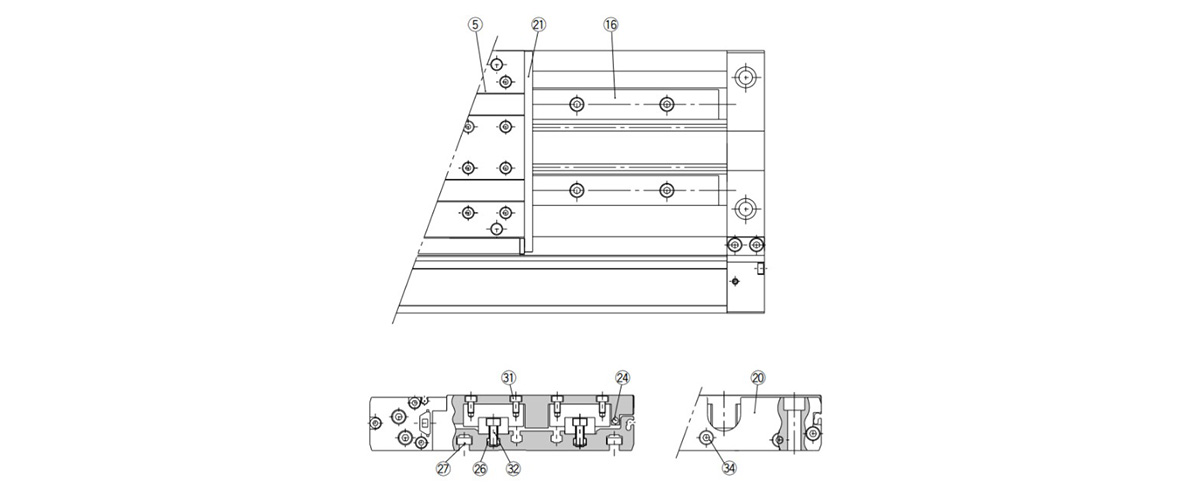 Double-axis type / MY2HT structural drawing