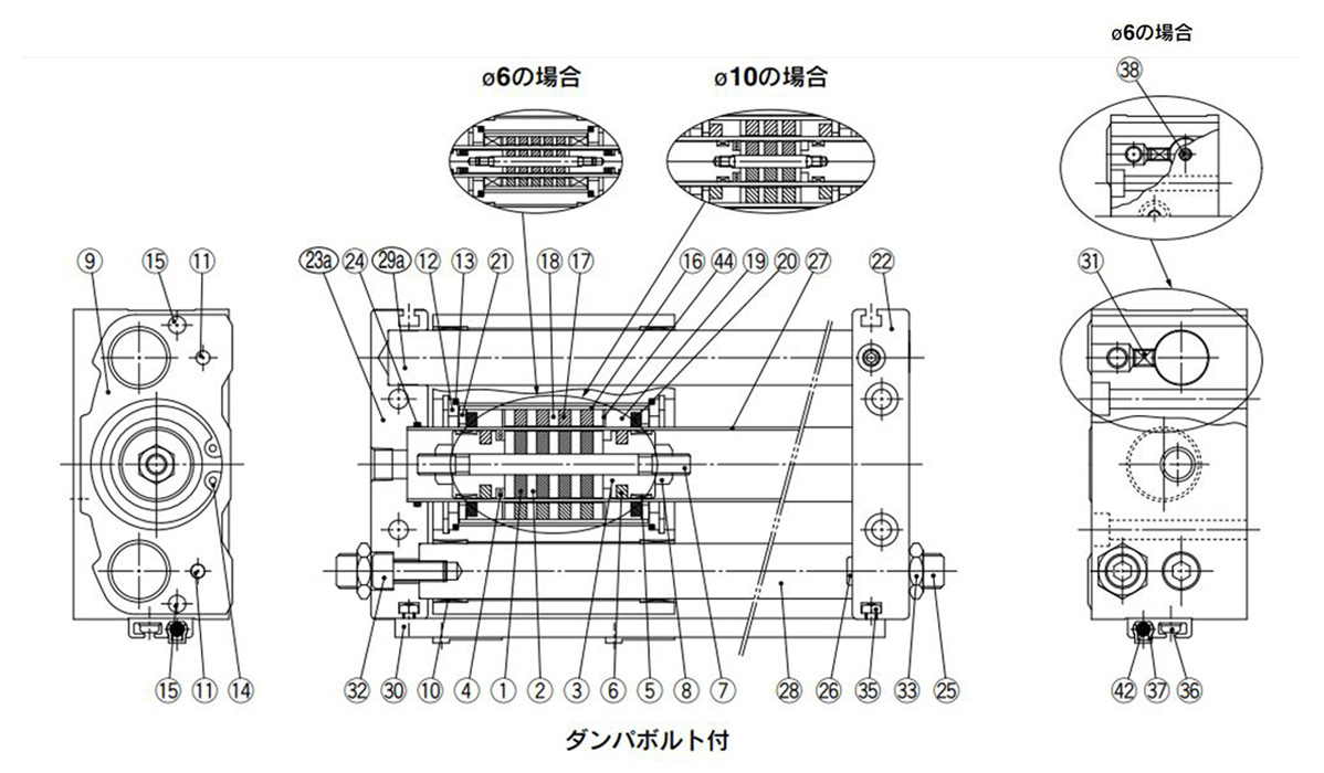 CY1S / both sides piping type configuration diagram