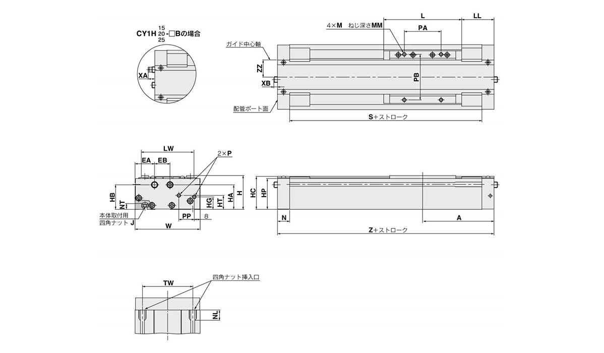 Single axis type / ø10 mm (internal diameter) dimensional drawing