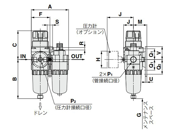 AC10A-A/AC20A-A dimensional drawing