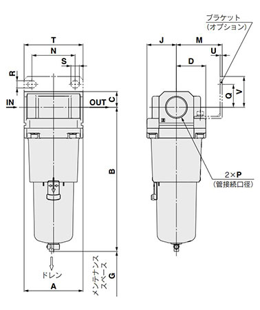 AF50-A, AF60-A dimensional drawing