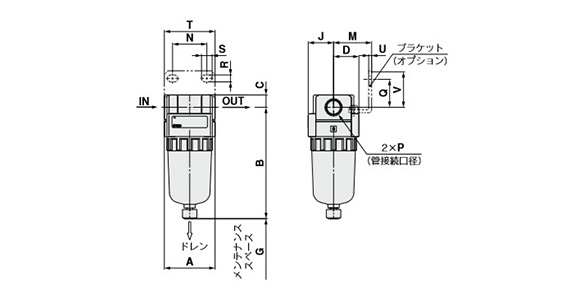 AFM20-A/AFD20-A dimensional drawings