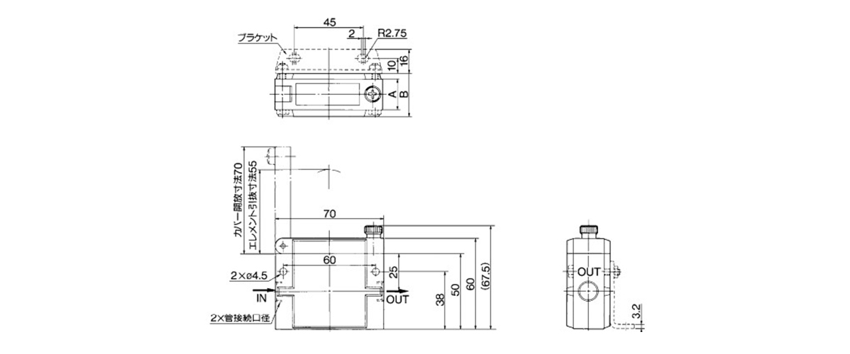 ZFA series / ZFA 100 -□□□ / ZFA 200 -□□□ (single unit) dimensional drawing