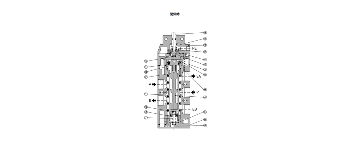 5 Port Mechanical Valve Metal Seal VFM200 Series Structural Drawing