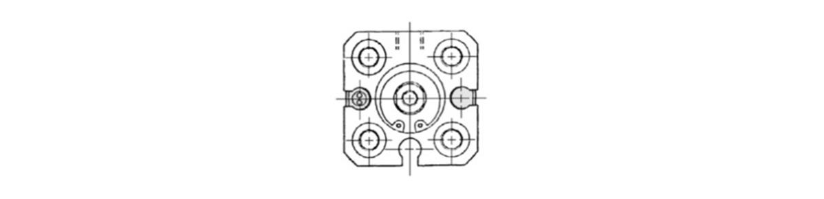 Standard type (through-hole / both ends tapped common): ø12 (12‑mm bore size) dimensional drawing