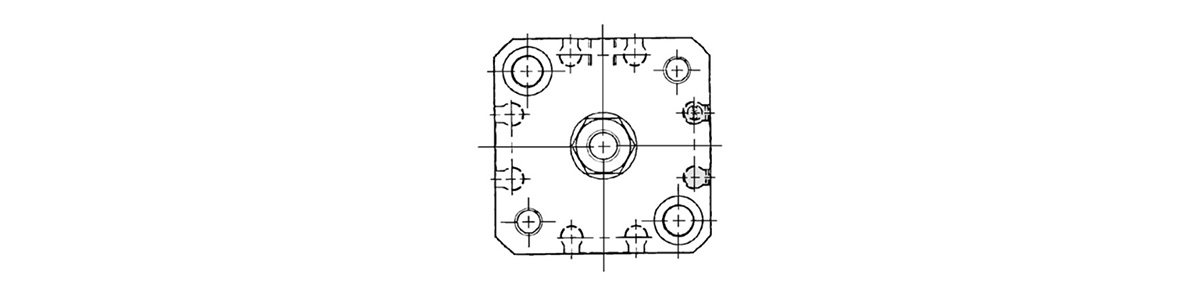 Standard type (through-hole / both ends tapped common): ø20 (20‑mm bore size) / ø25 (25‑mm bore size) dimensional drawing