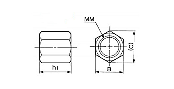 Shock Absorber, RB Series, Stopper Nut For Basic Type dimensional drawing