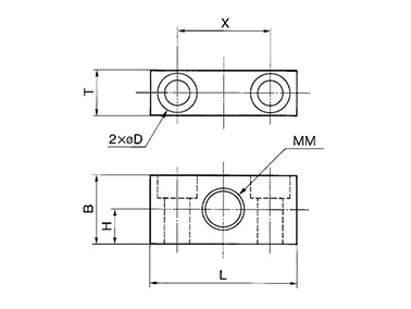 Shock Absorber RB Series Foot Bracket dimensional drawing