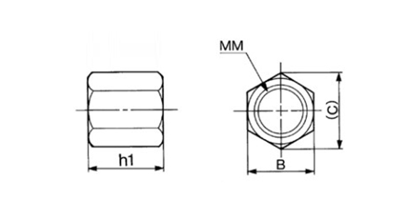 Short Type Shock Absorber RBQ Series Stopper Nut dimensional drawing