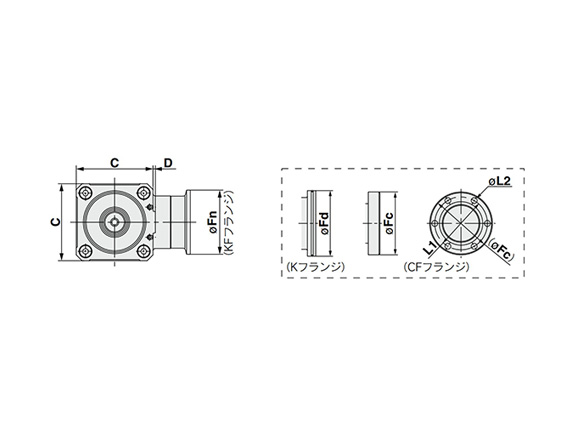 XMA (angle type) dimensional drawing 2