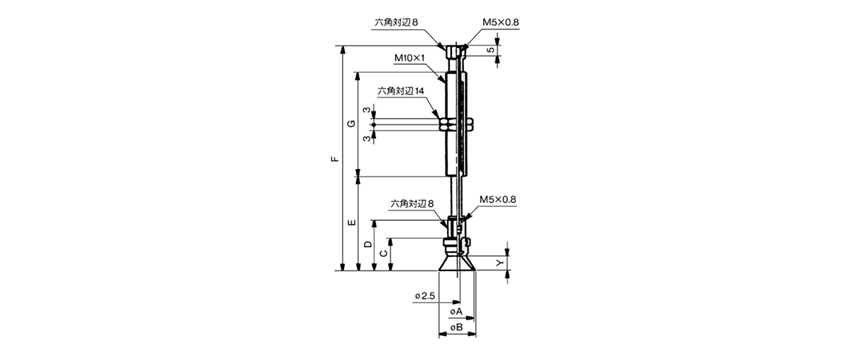 Deep type: ø10 mm, ø16 mm dimensional drawing