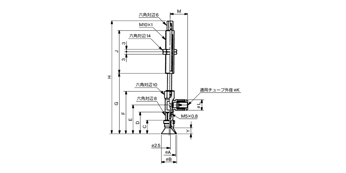 Deep type: ø10 mm, ø16 mm dimensional drawing