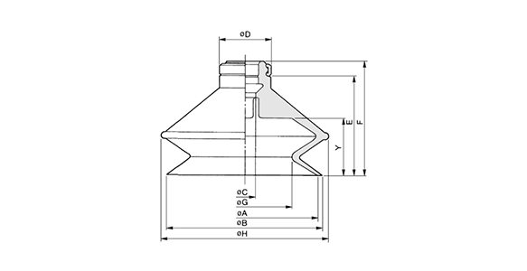 Pad diameters 10 to 50 mm / ZP10B□ to 50B□ dimensional drawing