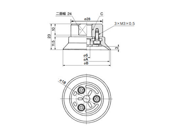 ZPT40/50H□-B□ (female thread) dimensions / structural drawing