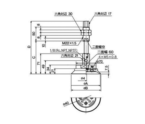 ZPX100/125H□J□-□01-A22 (with buffer) dimensions / structural drawing