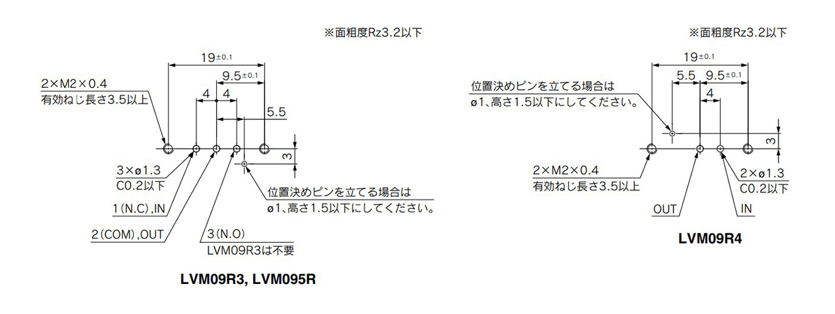 LVM09R3-□□-□ (N.C.) / LVM09R4-□□-□ (N.O.) / LVM095R-□□-□ (universal) image of recommended interface dimensions